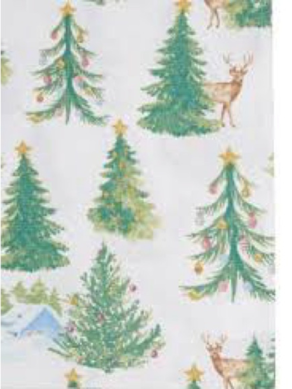 Festive Holiday Cotton Tablecloth with Green Tree, Reindeer and Cabin design - Picture 8 of 8